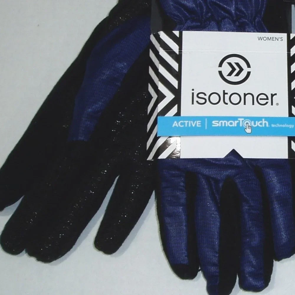 Deep Colbalt Black M/L 2 pr Isotoner Gloves Womens - Picture 3 of 10